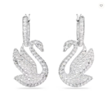 2023 11 18 10 13 31 Σκουλαρίκια σταγόνα Swarovski Iconic Swan, Κύκνος, Λευκά, Επιμετάλλωση ροδίου