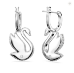 2023 11 18 10 13 47 Σκουλαρίκια σταγόνα Swarovski Iconic Swan, Κύκνος, Λευκά, Επιμετάλλωση ροδίου